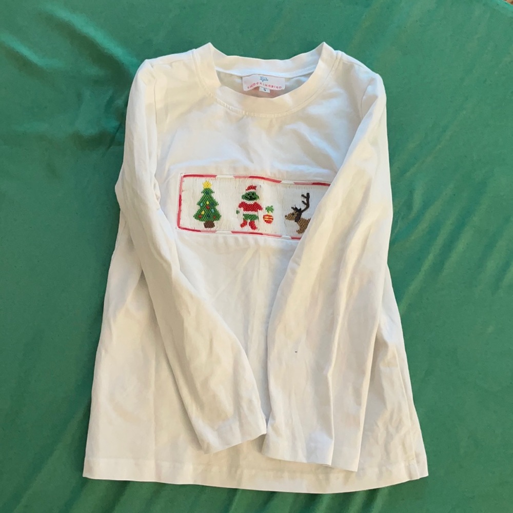 Smockingbird boys size 5 Christmas shirt worn once air dried